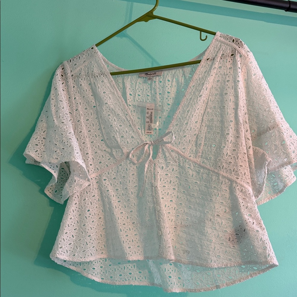 Madewell White Eyelet LaceTop